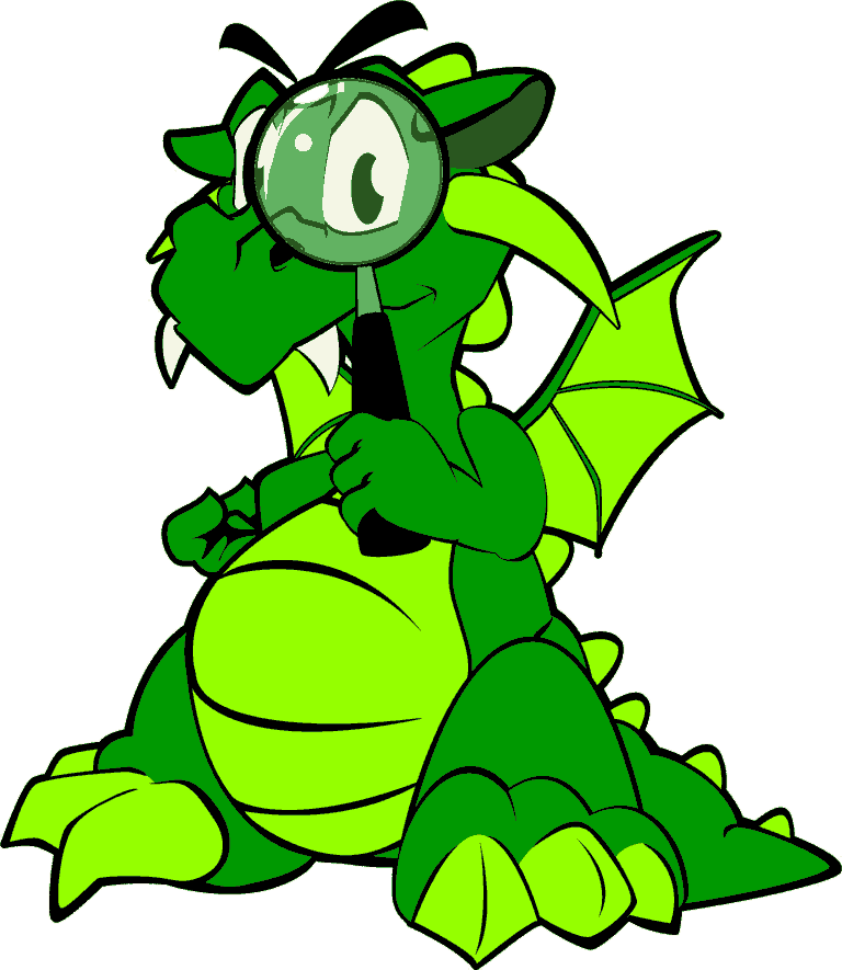 Skeptrack green dragon mascot